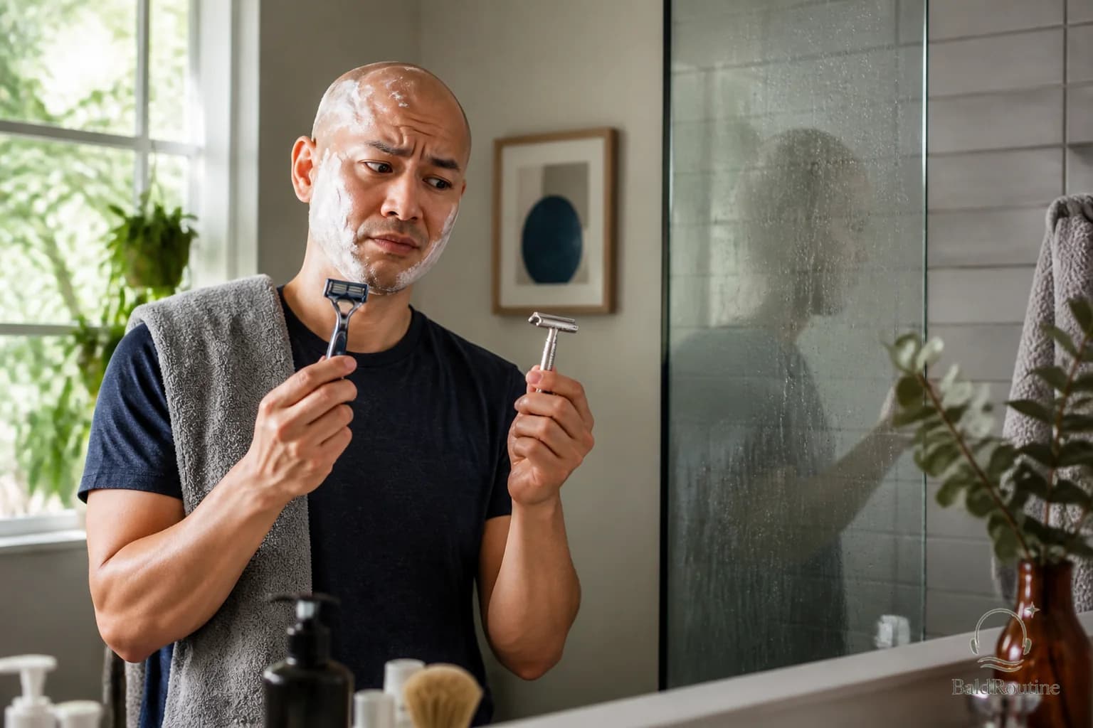 Cover image for Wet shave or dry shave for a bald head