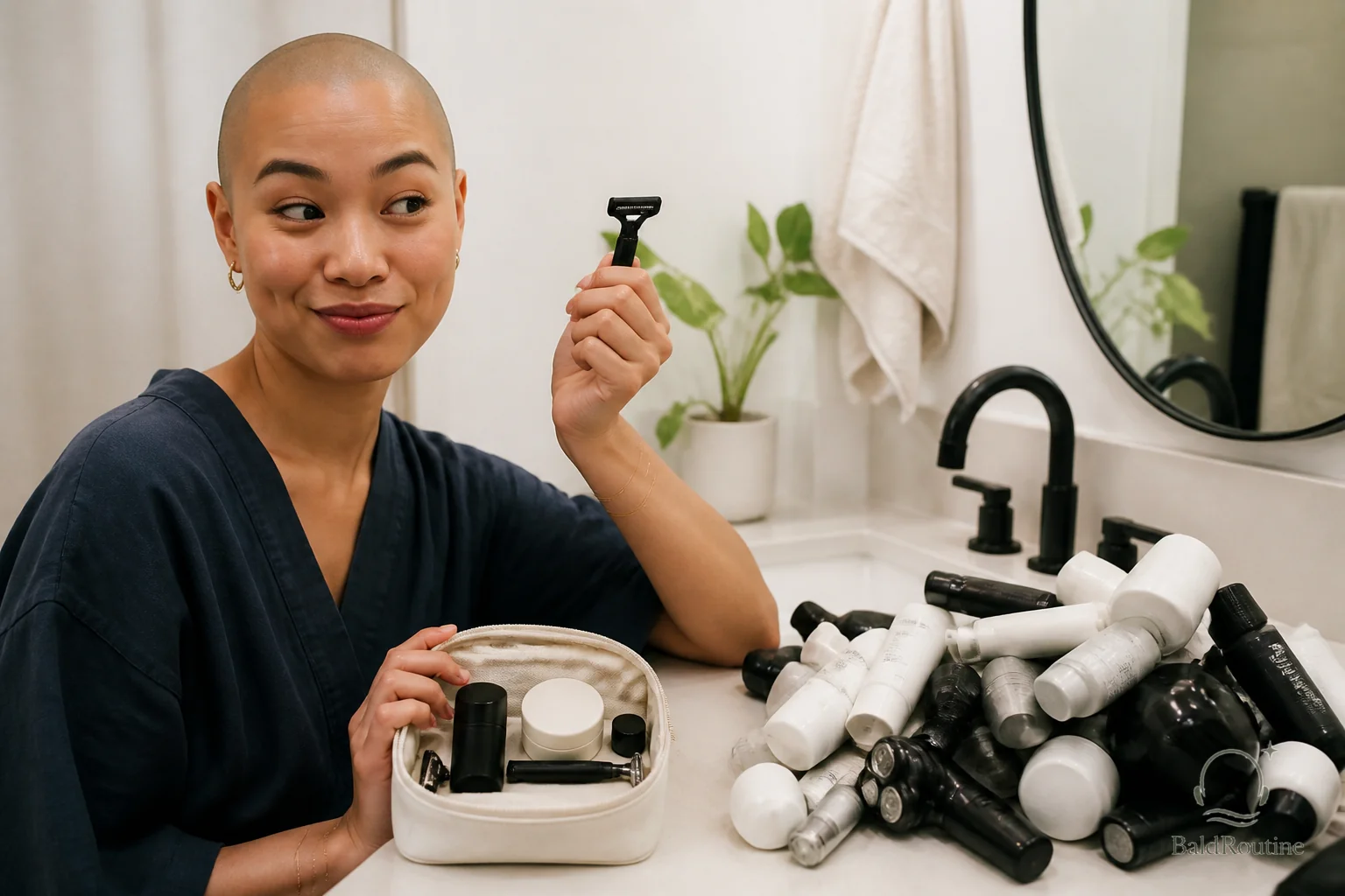 Cover image for A travel head shaving kit that does not waste bag space